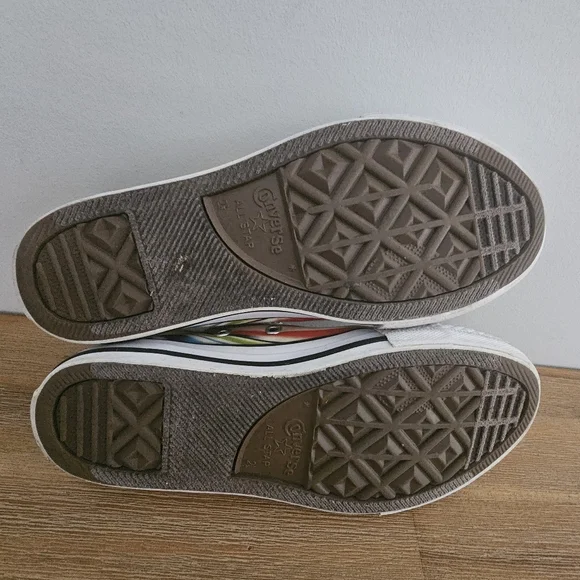 CONVERSE ALL STAR Junior Girls Low Top Striped Sneakers, Shoes - Size 2.5 - Picture 7 of 8